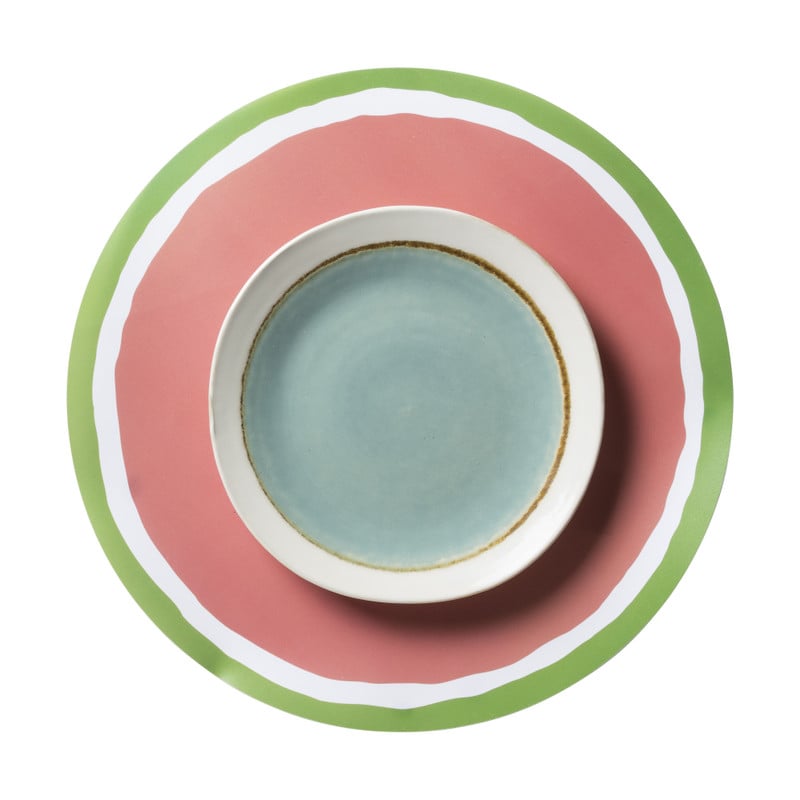 Placemat watermeloen - roze/groen - ø38 cm