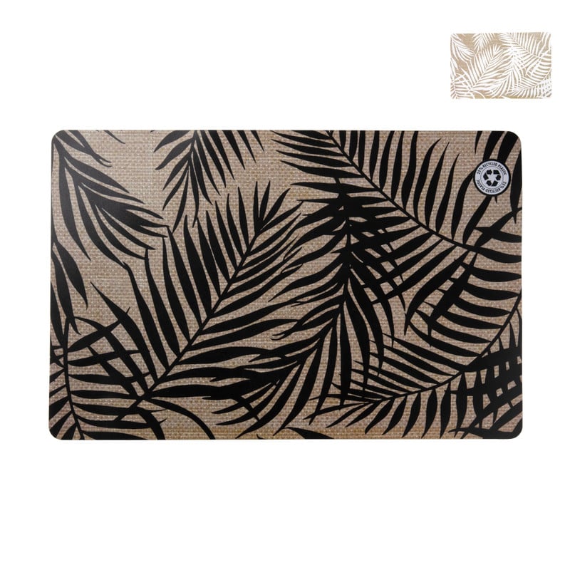 Placemat bladeren - beige/zwart - 43.5x28.5 cm - diverse varianten