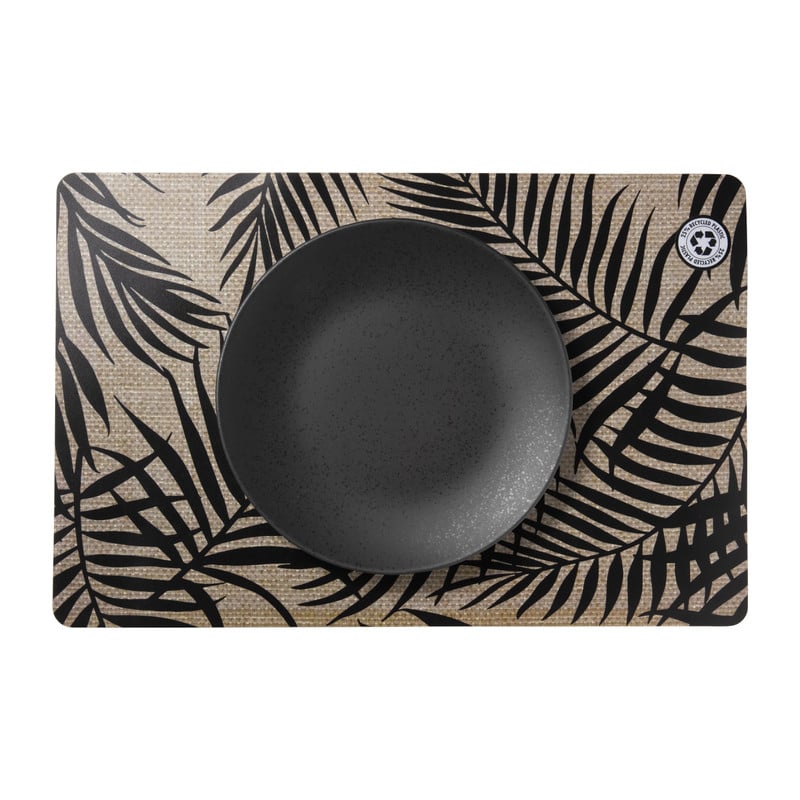 Placemat bladeren - beige/zwart - 43.5x28.5 cm - diverse varianten