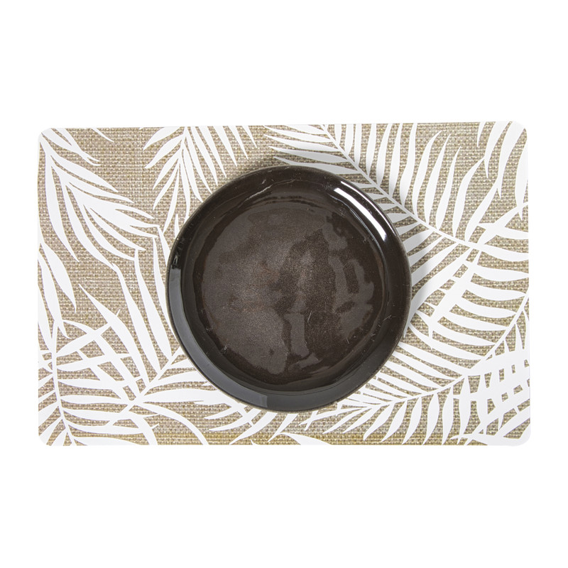 Placemat bladeren - beige/zwart - 43.5x28.5 cm - diverse varianten