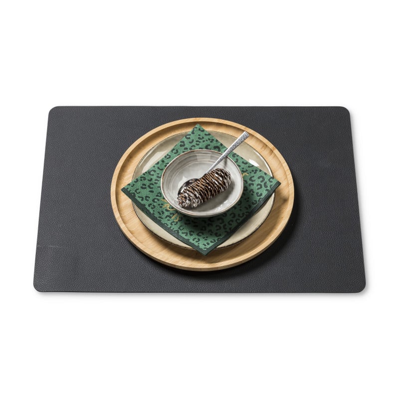 Placemat PU leer - zwart - 46x33 cm