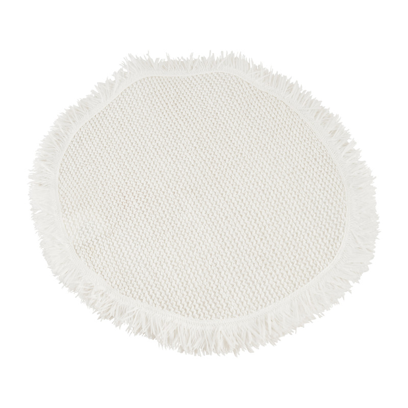Placemat rond met franjes - wit - ⌀38 cm