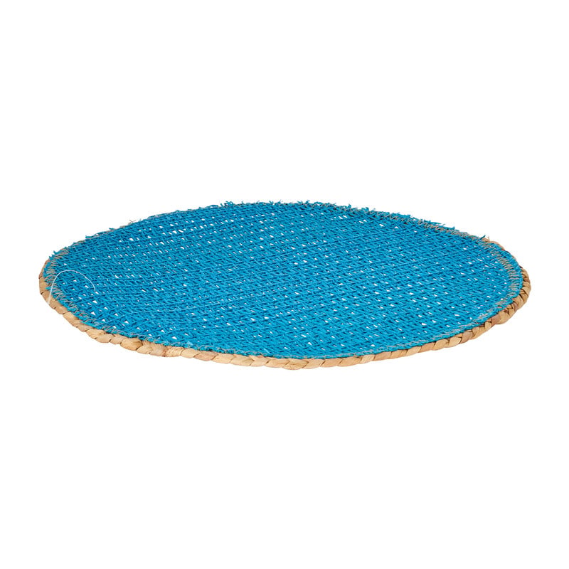 Placemat waterhyacint - turquoise - ⌀38 cm