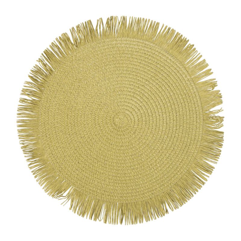 Placemat franje - groen - ⌀38 cm