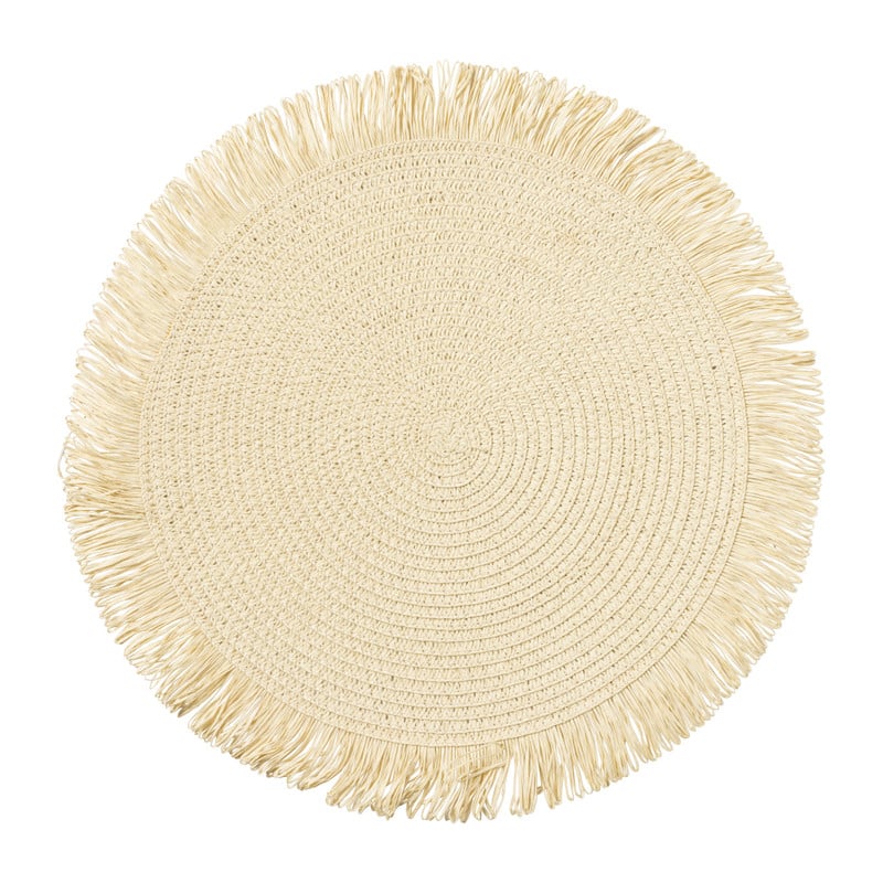 Placemat franjes - zand - ⌀38 cm