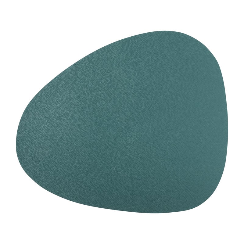 Placemat leer - ovaal - petrol - 43,5x36,5 cm