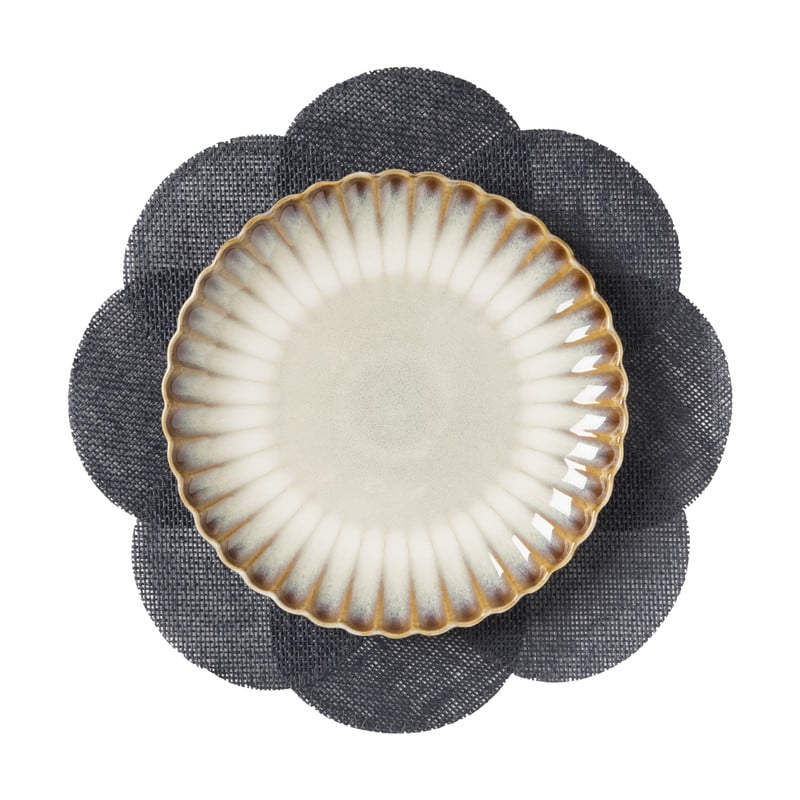Placemat 3D bloem - zwart - ø38 cm