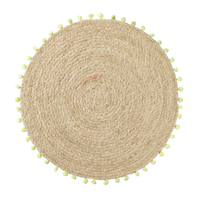 Placemat pompom - groen - ø38 cm