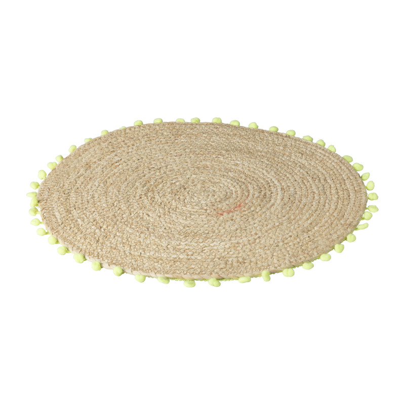 Placemat pompom - groen - ø38 cm