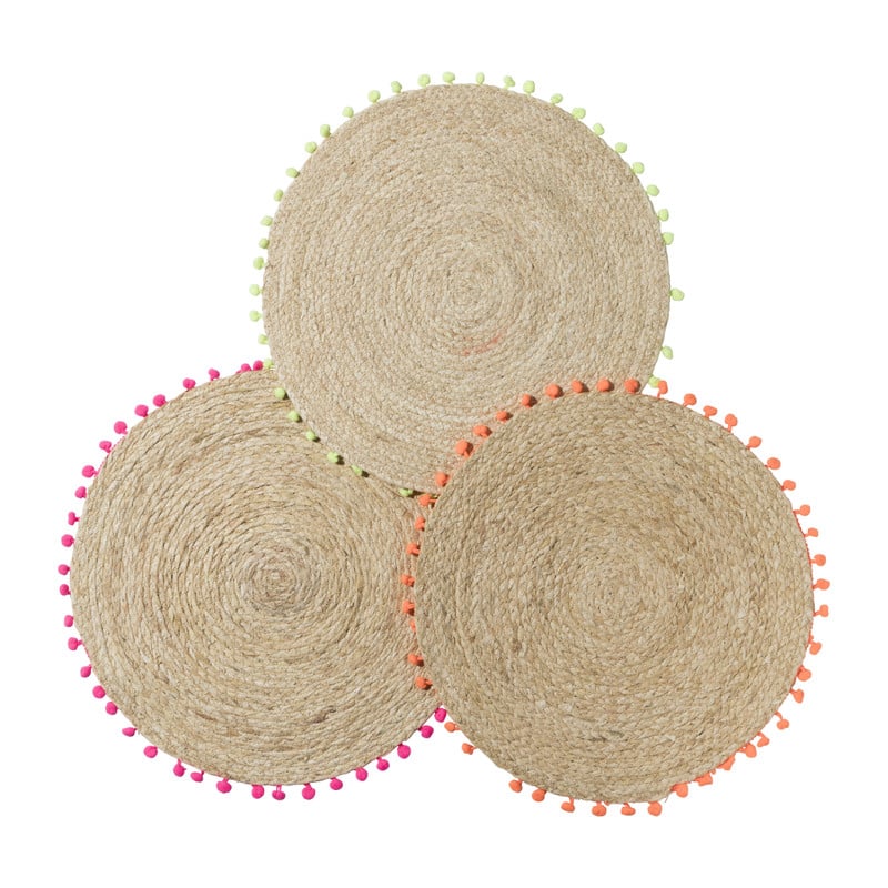 Placemat pompom - oranje - ø38 cm