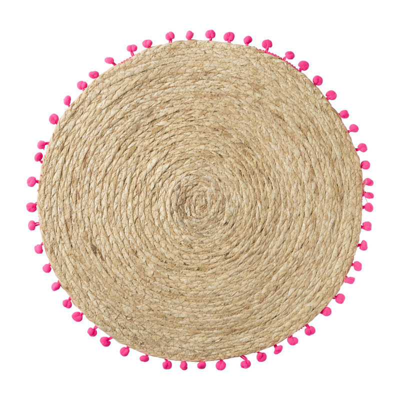 Placemat pompom - roze - ø38 cm