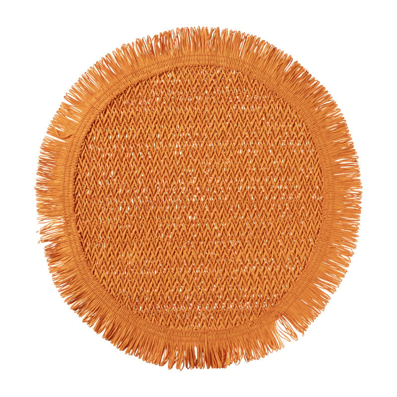 Placemat met franjes - oranje - ø38 cm