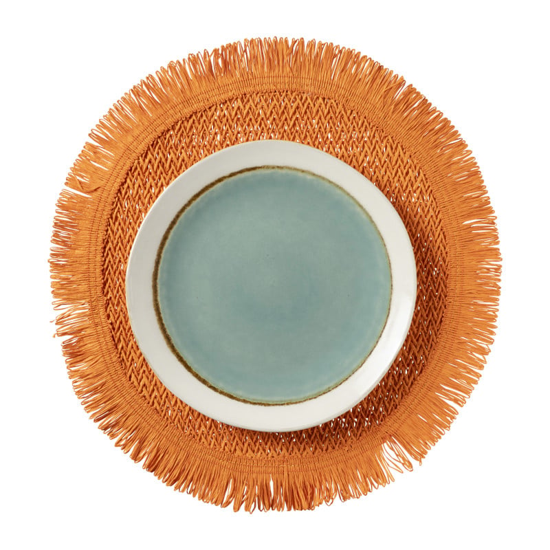 Placemat met franjes - oranje - ø38 cm