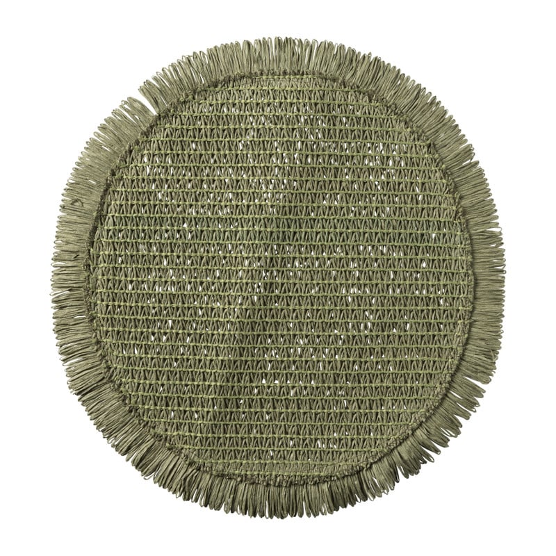 Placemat met franjes - groen - ø38 cm