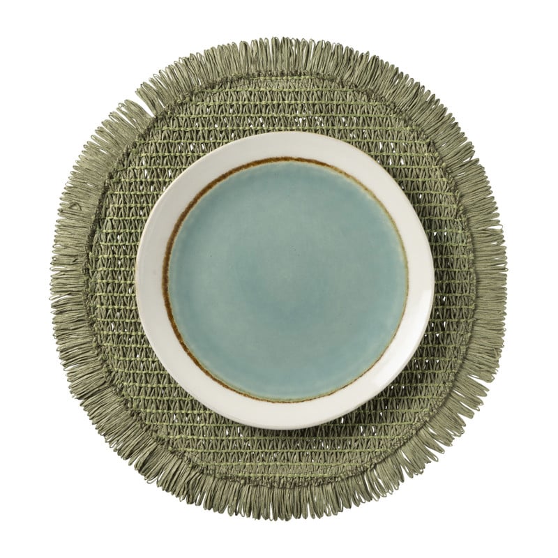 Placemat met franjes - groen - ø38 cm