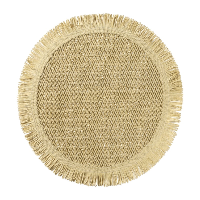 Placemat met franjes - beige - ø38 cm
