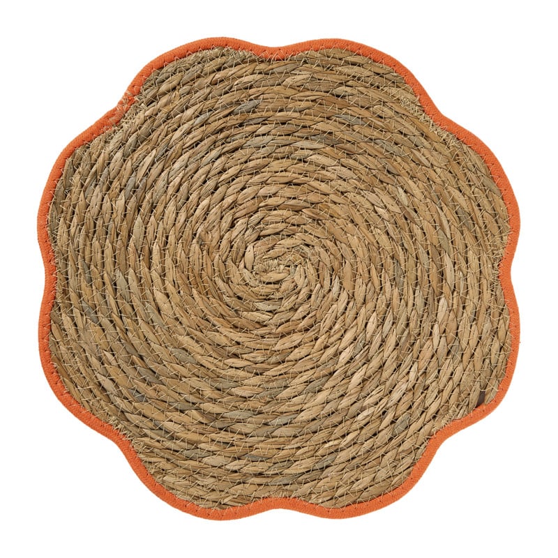 Placemat zeegras bloem - oranje