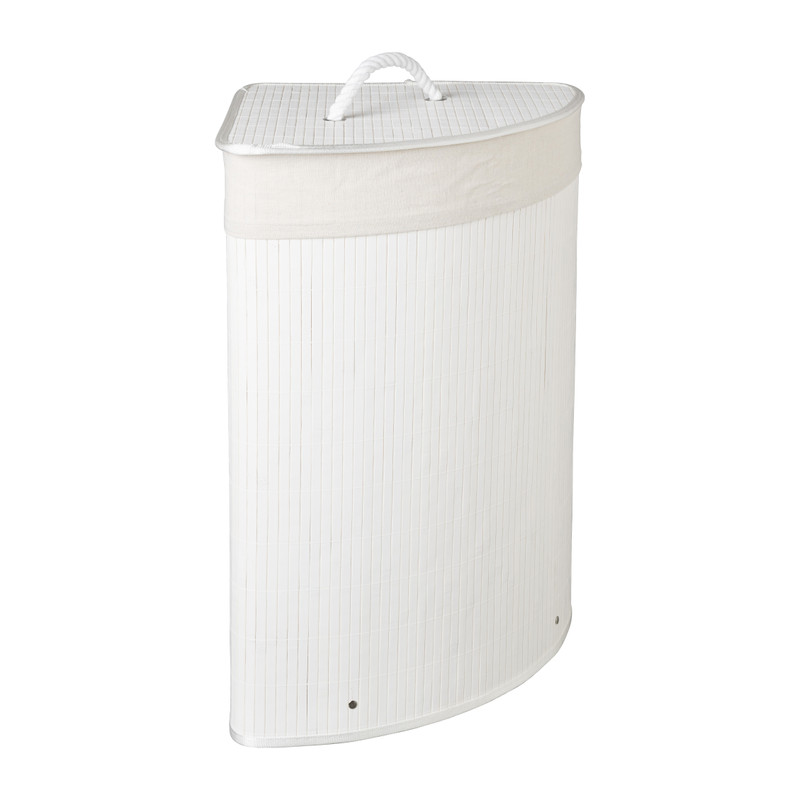 Wasmand bamboe hoek - wit - 72 liter