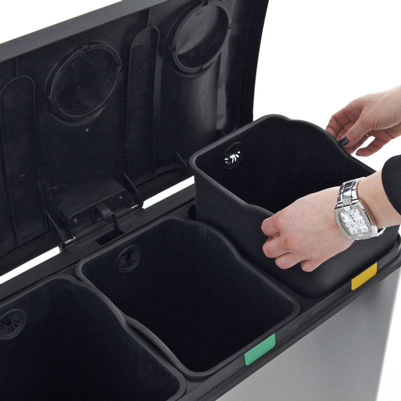 EKO Rejoice pedaalemmer- 3x12 liter-mat RVS