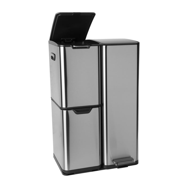Pedaalemmer 3 vakken -  zilver - 60 liter