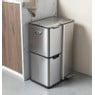 Pedaalemmer 3 vakken -  zilver - 60 liter
