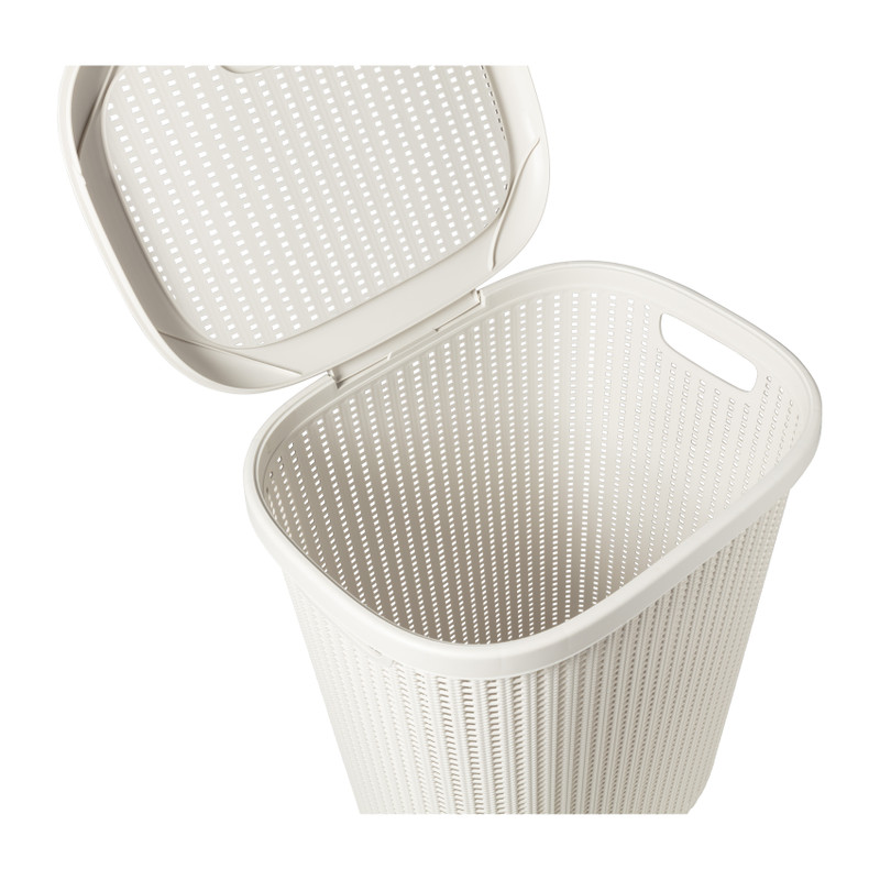 Wasmand met deksel - beige - 57 liter
