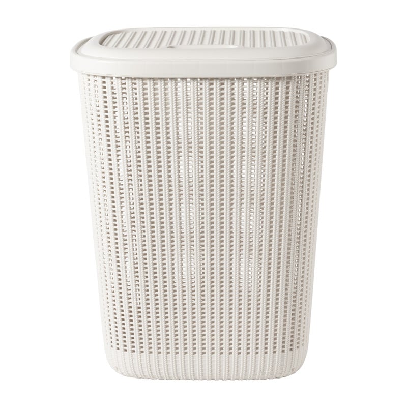 Wasmand met deksel - beige - 57 liter