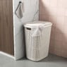 Wasmand met deksel - beige - 57 liter