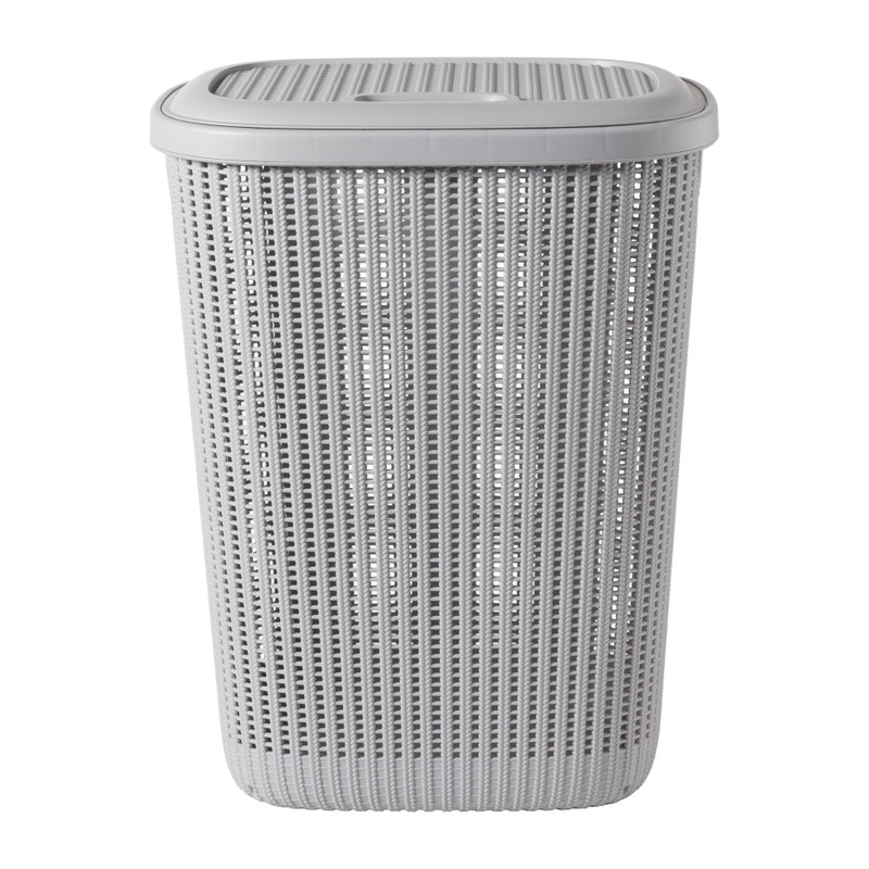 Wasmand met deksel - grijs - 57 liter