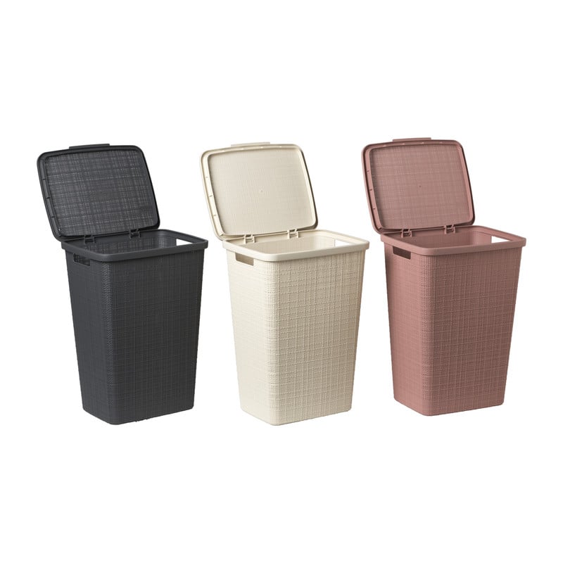Curver jute wasmand met deksel - 58 liter - roze