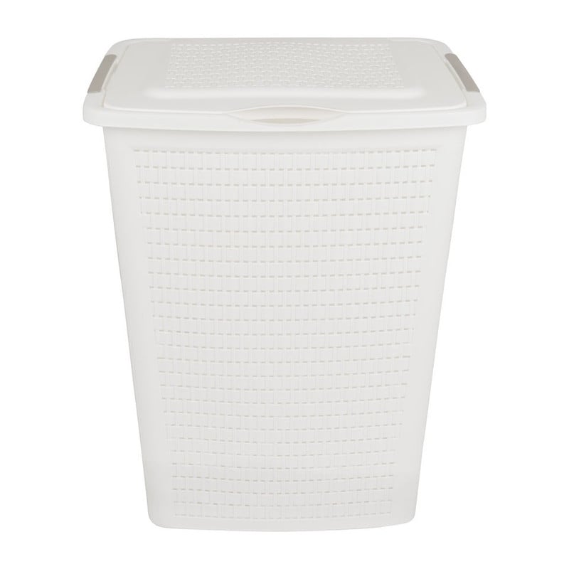 Wasbox gevlochten - 50 liter - wit