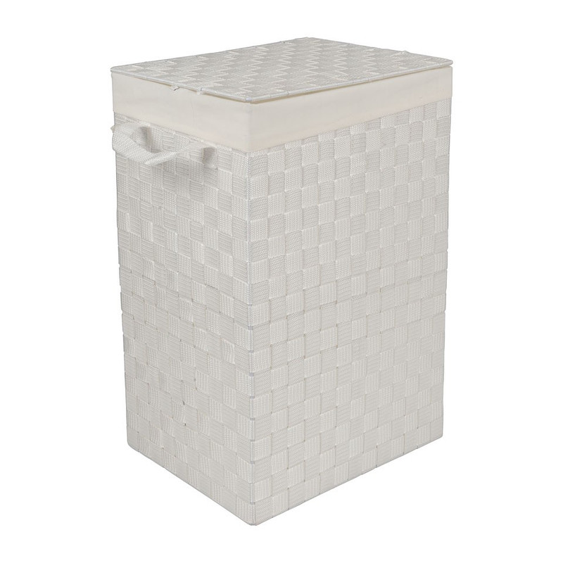 Wasmand L gevlochten - 35x28x53 cm - wit