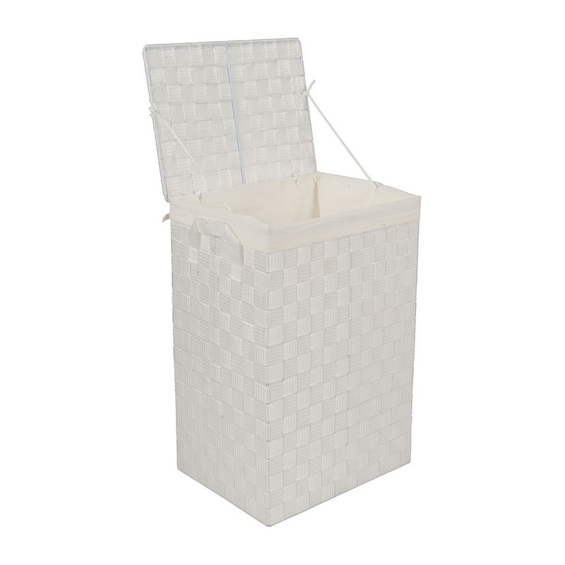 Wasmand L gevlochten - 35x28x53 cm - wit