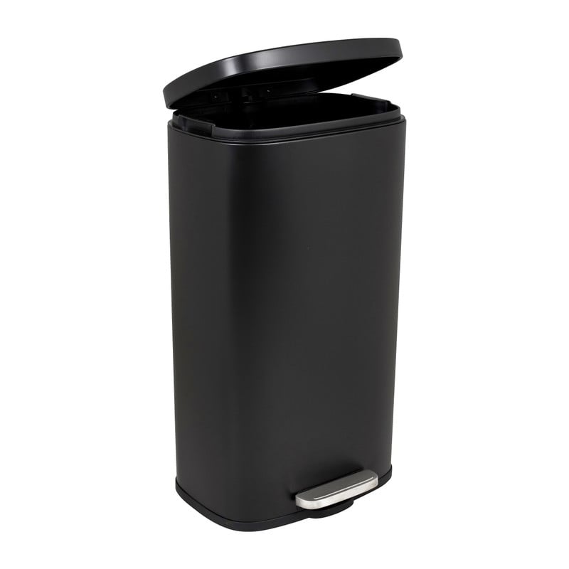 Pedaalemmer rechthoek - mat zwart - 30 liter