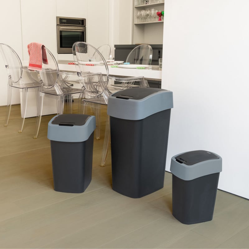 Curver flip bin prullenbak - grijs - 45 liter