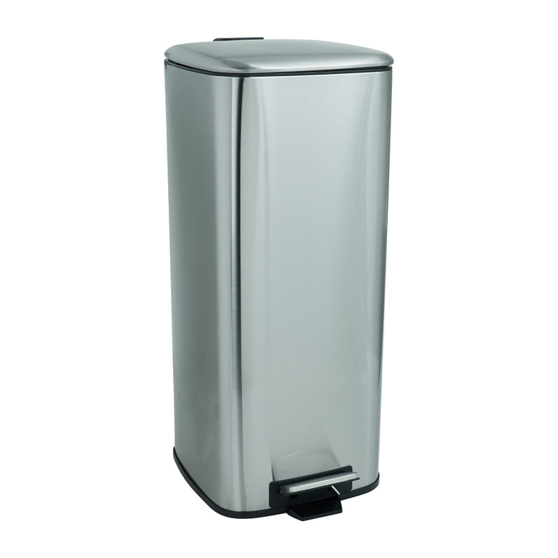 Pedaalemmer vierkant - zilver - 30 liter
