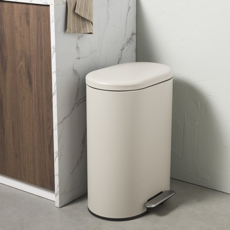 Pedaalemmer ovaal - beige - 50 liter