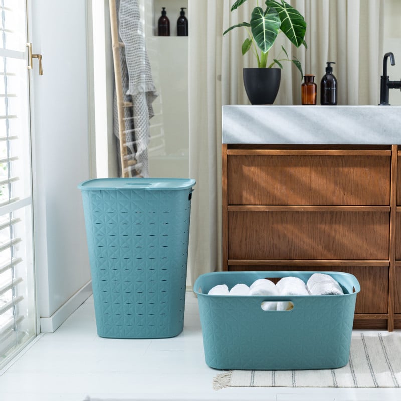 Curver wasmand fresh met deksel - 56 liter - blauw