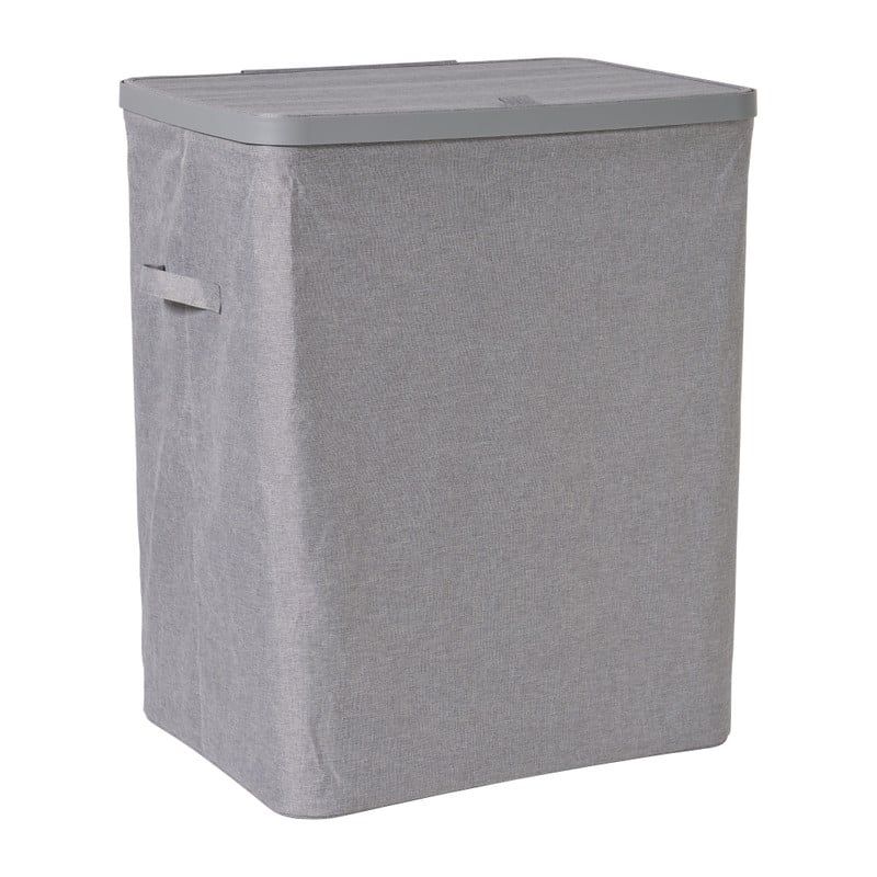 Wasmand linnen look met 2 vakken - grijs - 2x50 liter 