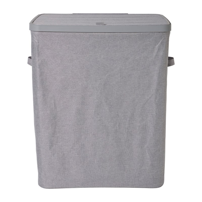Wasmand linnen look met 2 vakken - grijs - 2x50 liter 