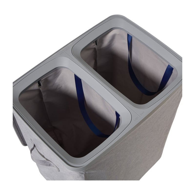 Wasmand linnen look met 2 vakken - grijs - 2x50 liter 