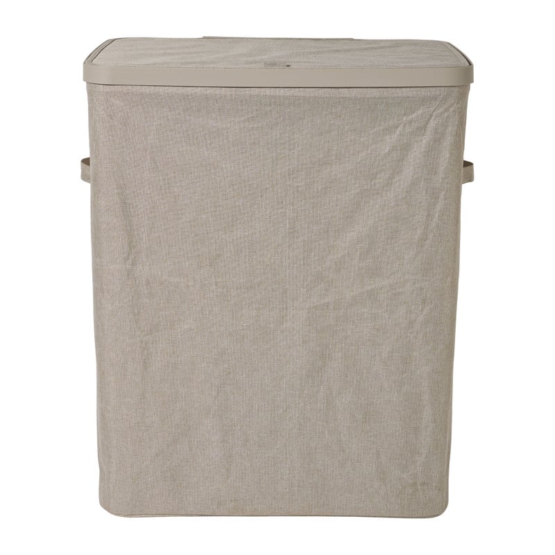Wasmand linnen look met 2 vakken - beige - 2x50 liter 
