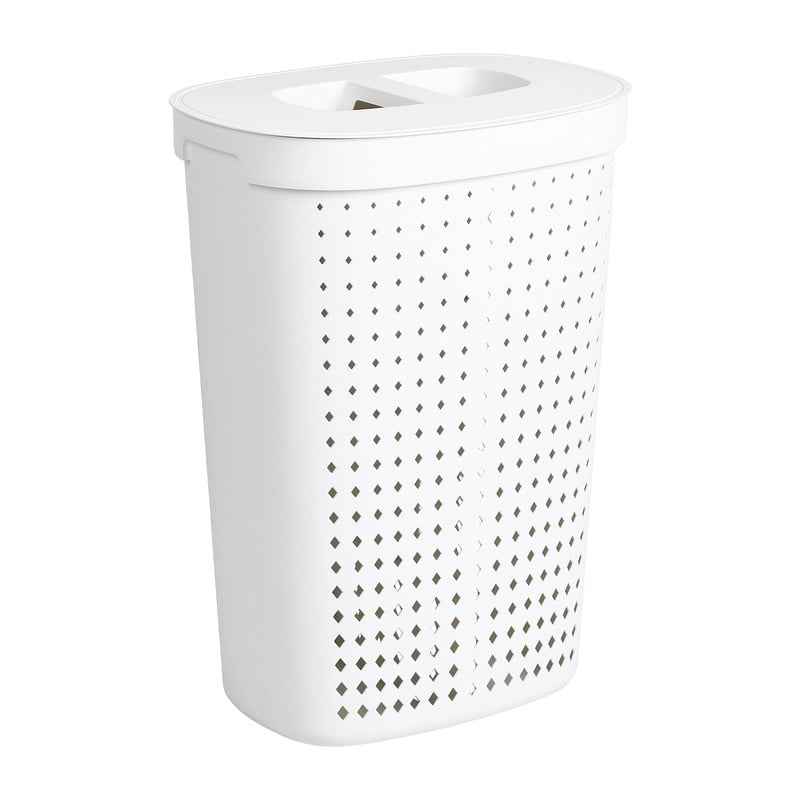 Wasmand ovaal - 2 vakken - wit - 61 liter 