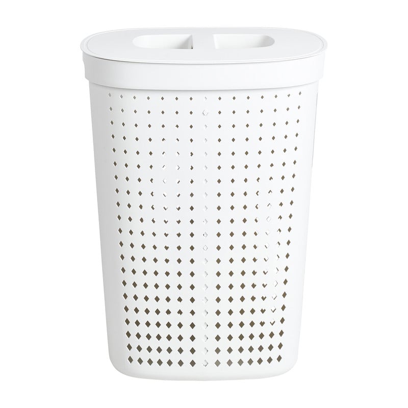 Wasmand ovaal - 2 vakken - wit - 61 liter 