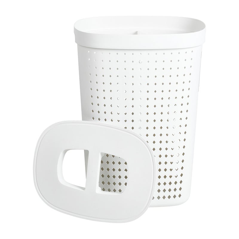 Wasmand ovaal - 2 vakken - wit - 61 liter 