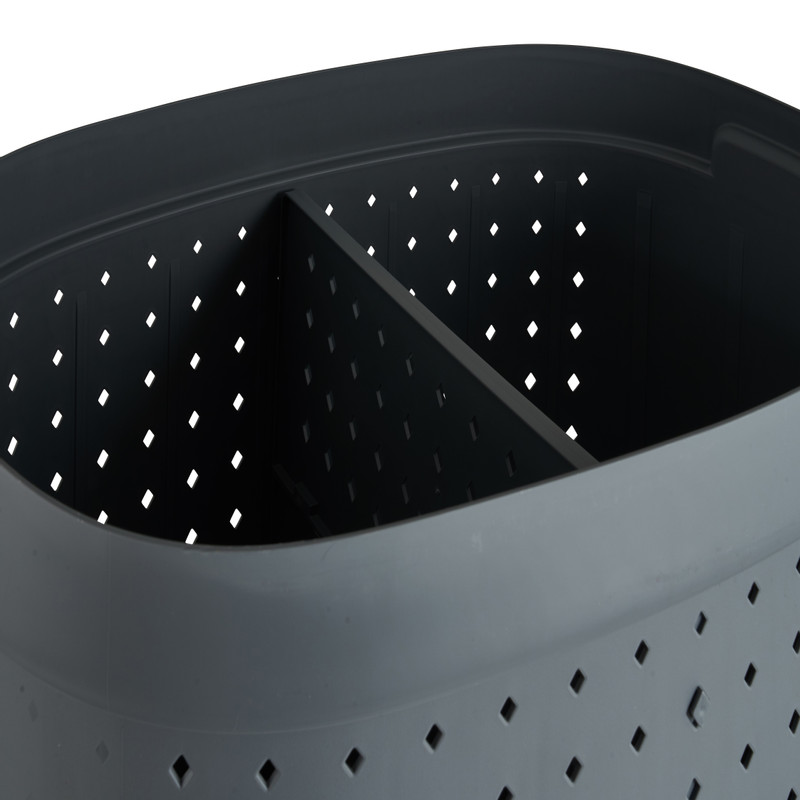 Wasmand ovaal - 2 vakken - grijs - 61 liter 