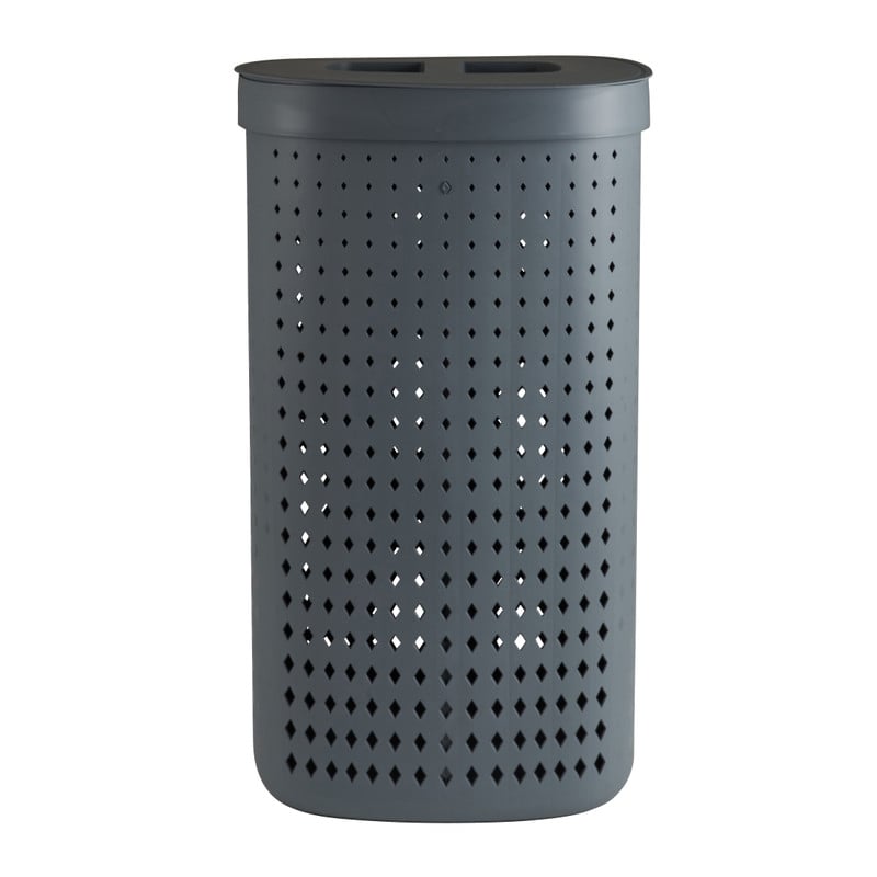 Wasmand ovaal - 2 vakken - grijs - 61 liter 
