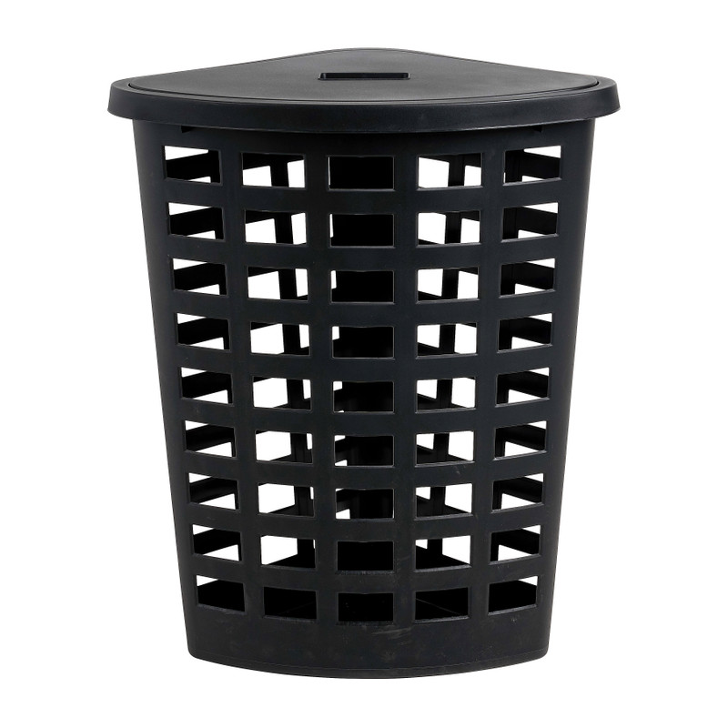 Wasmand hoek - zwart - 54 liter 
