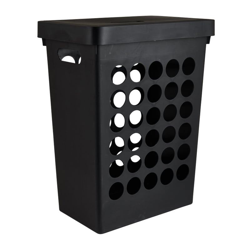 Wasmand vierkant - zwart - 33 liter 