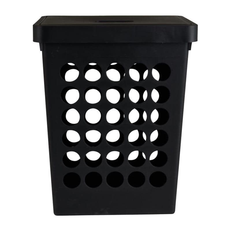 Wasmand vierkant - zwart - 33 liter 